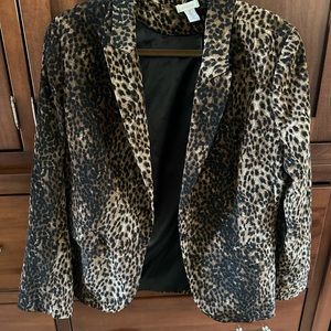leopard print blazer silky feel sharp